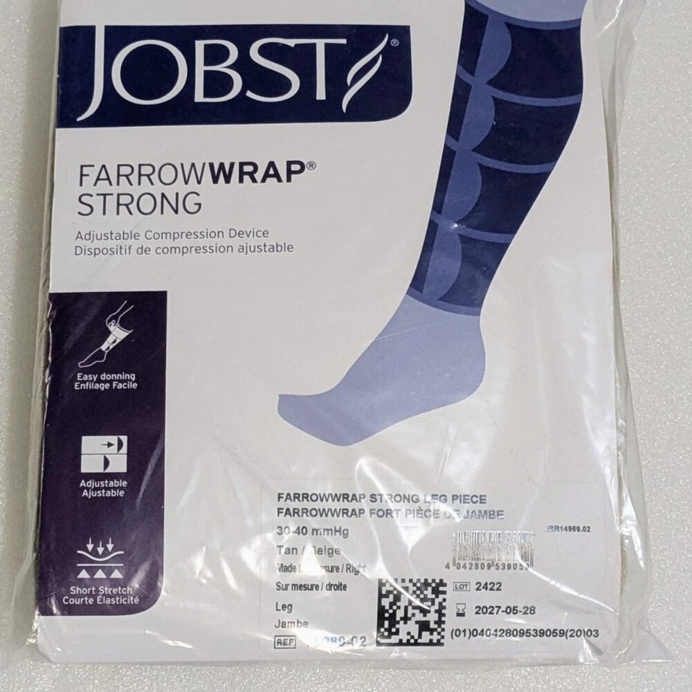 JOBST FarrowWrap Strong RIGHT LEG Compression device 30-40 mmHg Tan/ Beige